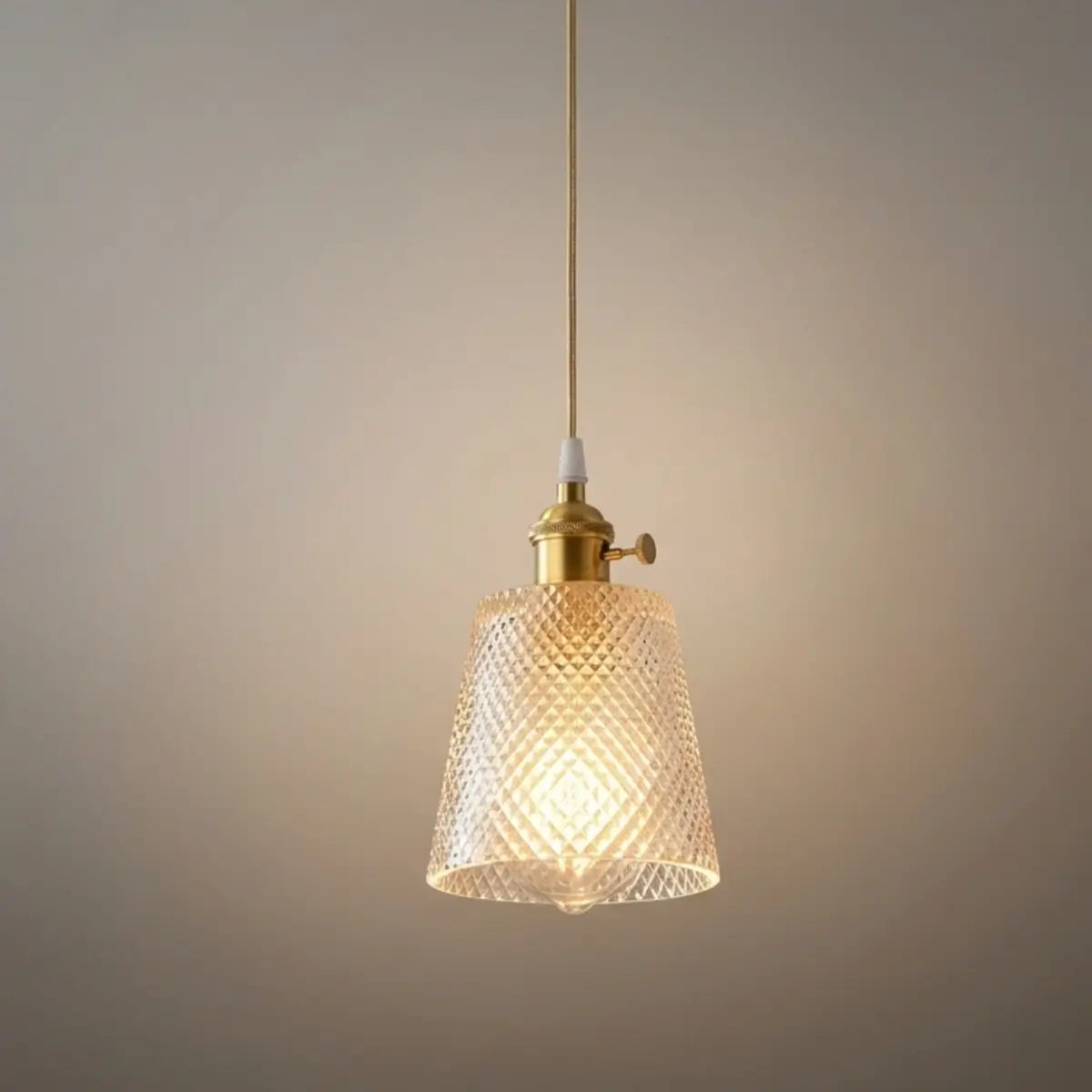 Pendant Light – Clear Blown Glass with Brass Finish for Bedroom